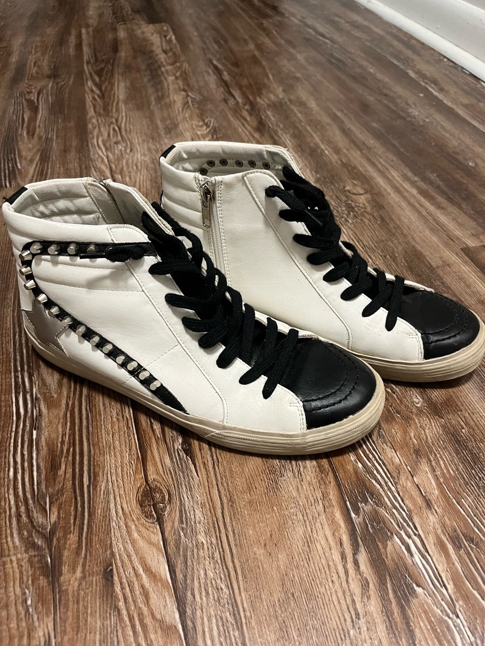 Women’s Shu Shop High-Top Sneakers in White and Black
